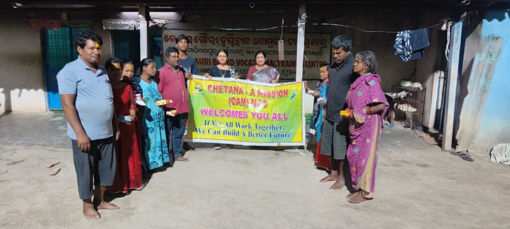 Holi celebration with health check up at kedar gouri drustihina dhandamulak talim Kendra ,it was a special experience with blind pple who can feel the beauty of colours by touching it and their endless emotions touch every human being